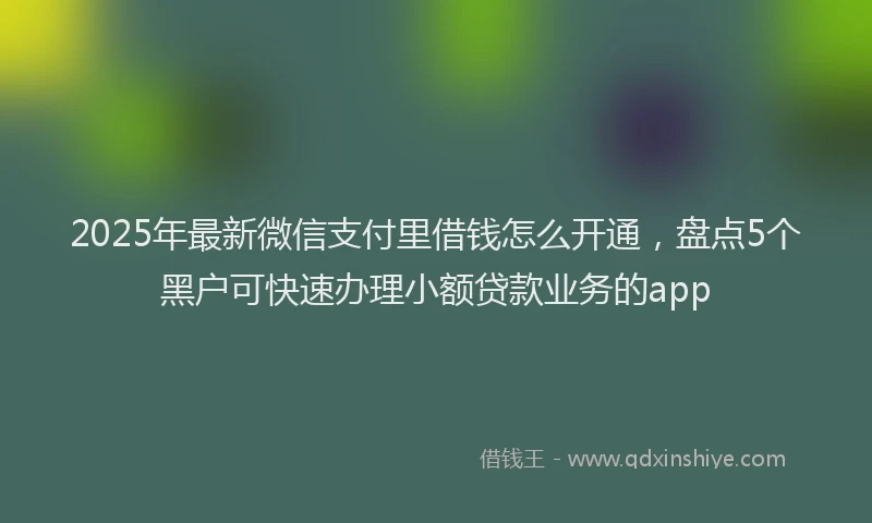 2025年最新微信支付里借钱怎么开通，盘点5个黑户可快速办理小额贷款业务的app