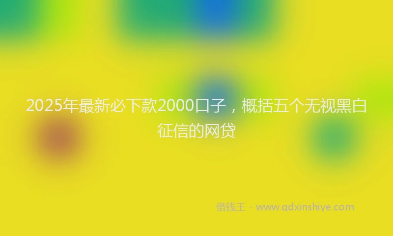 2025年最新必下款2000口子，概括五个无视黑白征信的网贷