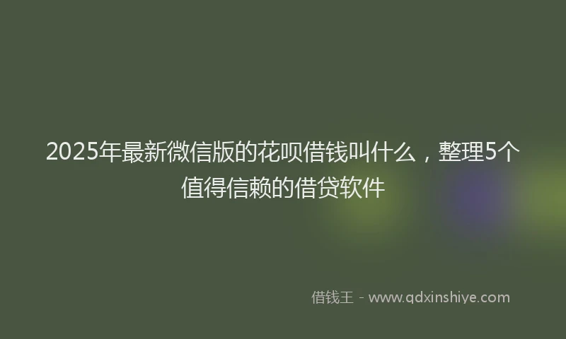 2025年最新微信版的花呗借钱叫什么，整理5个值得信赖的借贷软件