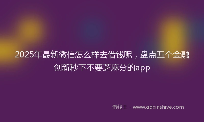 2025年最新微信怎么样去借钱呢，盘点五个金融创新秒下不要芝麻分的app