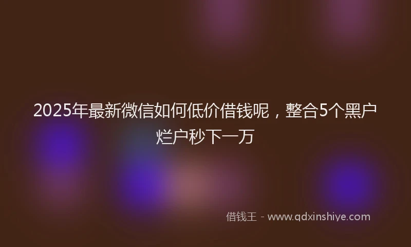2025年最新微信如何低价借钱呢，整合5个黑户烂户秒下一万