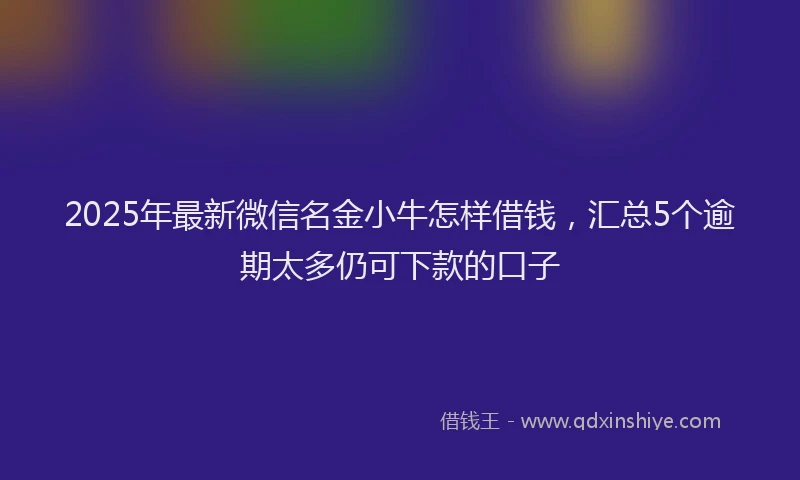 2025年最新微信名金小牛怎样借钱，汇总5个逾期太多仍可下款的口子