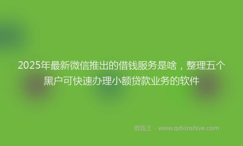 2025年最新微信推出的借钱服务是啥，整理五个黑户可快速办理小额贷款业务的软件