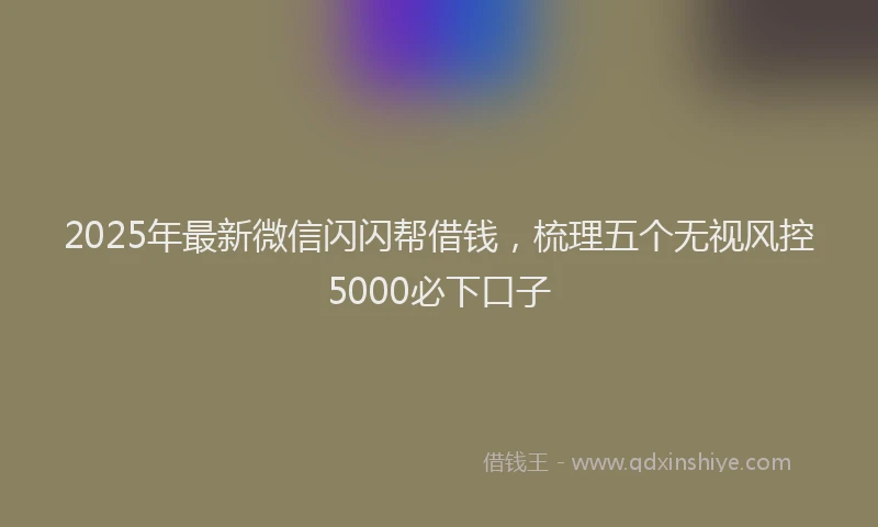 2025年最新微信闪闪帮借钱，梳理五个无视风控5000必下口子