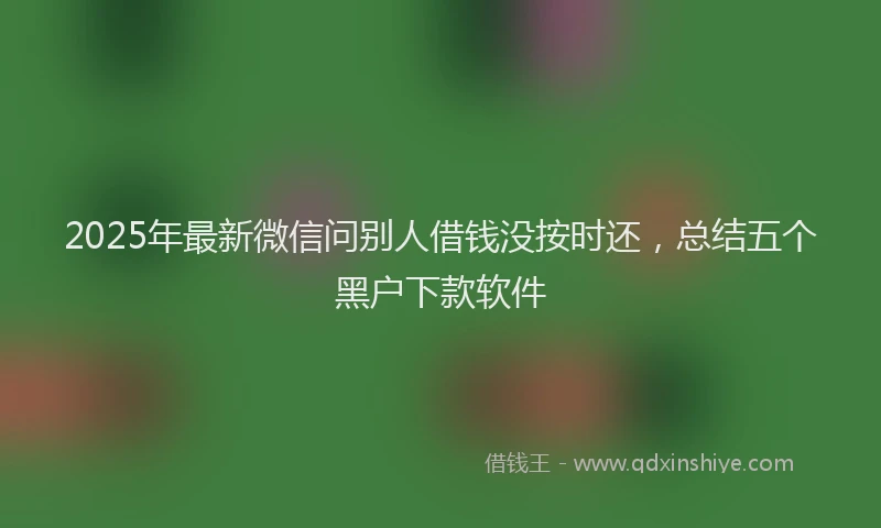 2025年最新微信问别人借钱没按时还，总结五个黑户下款软件