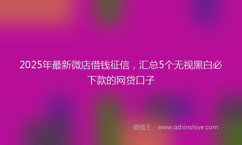 2025年最新微店借钱征信，汇总5个无视黑白必下款的网贷口子