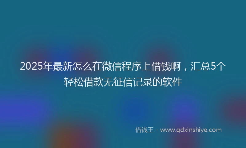 2025年最新怎么在微信程序上借钱啊，汇总5个轻松借款无征信记录的软件