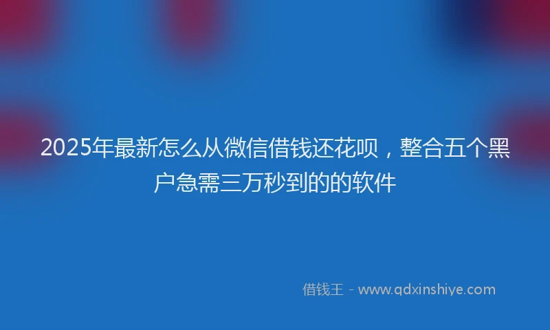 2025年最新怎么从微信借钱还花呗，整合五个黑户急需三万秒到的的软件