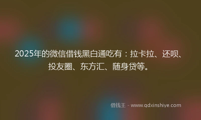 2025年的微信借钱黑白通吃有：拉卡拉、还呗、投友圈、东方汇、随身贷等。