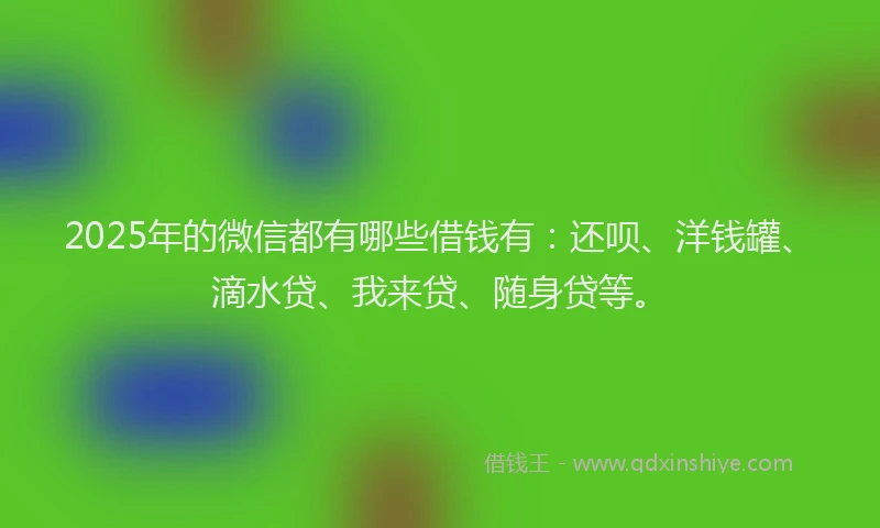 2025年的微信都有哪些借钱有：还呗、洋钱罐、滴水贷、我来贷、随身贷等。