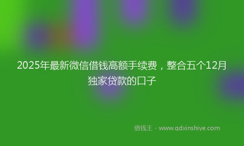 2025年最新微信借钱高额手续费，整合五个12月独家贷款的口子