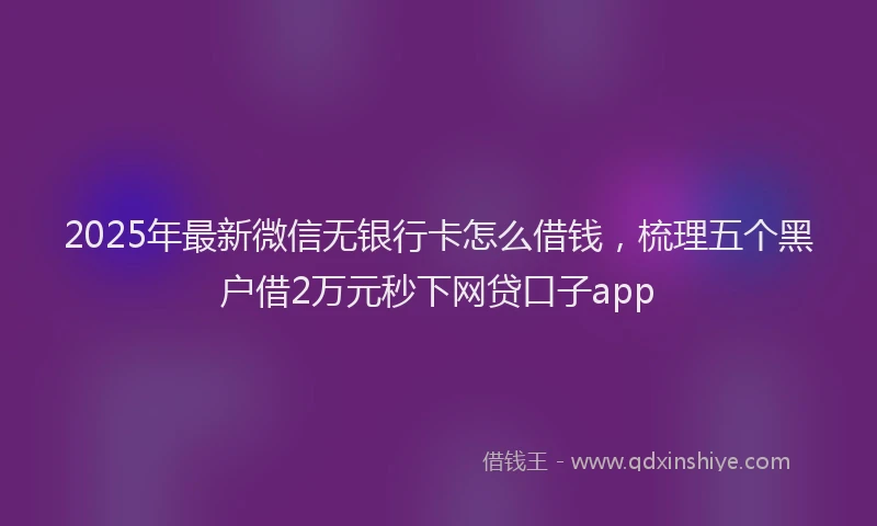 2025年最新微信无银行卡怎么借钱，梳理五个黑户借2万元秒下网贷口子app