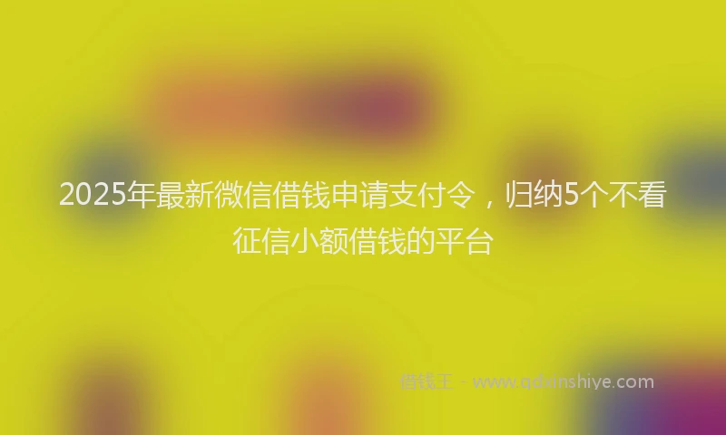 2025年最新微信借钱申请支付令，归纳5个不看征信小额借钱的平台