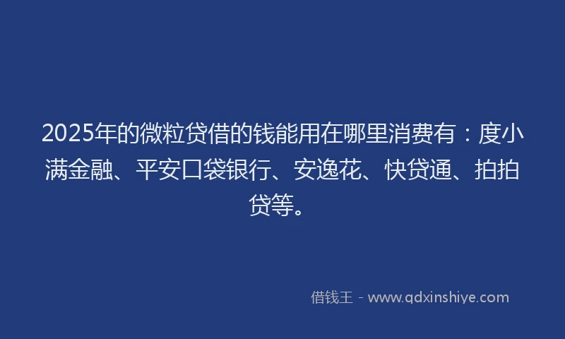 2025年的微粒贷借的钱能用在哪里消费有：度小满金融、平安口袋银行、安逸花、快贷通、拍拍贷等。