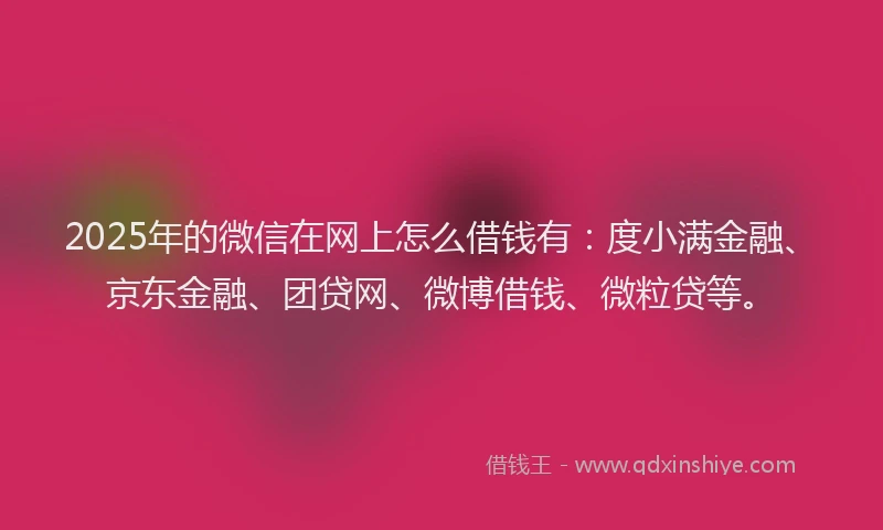 2025年的微信在网上怎么借钱有：度小满金融、京东金融、团贷网、微博借钱、微粒贷等。