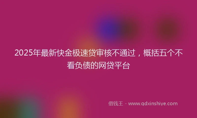 2025年最新快金极速贷审核不通过，概括五个不看负债的网贷平台