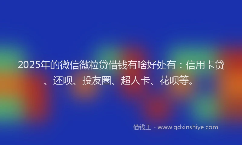 2025年的微信微粒贷借钱有啥好处有：信用卡贷、还呗、投友圈、超人卡、花呗等。
