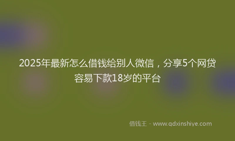 2025年最新怎么借钱给别人微信，分享5个网贷容易下款18岁的平台