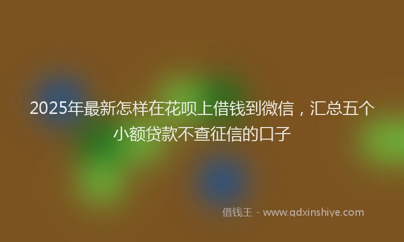 2025年最新怎样在花呗上借钱到微信，汇总五个小额贷款不查征信的口子