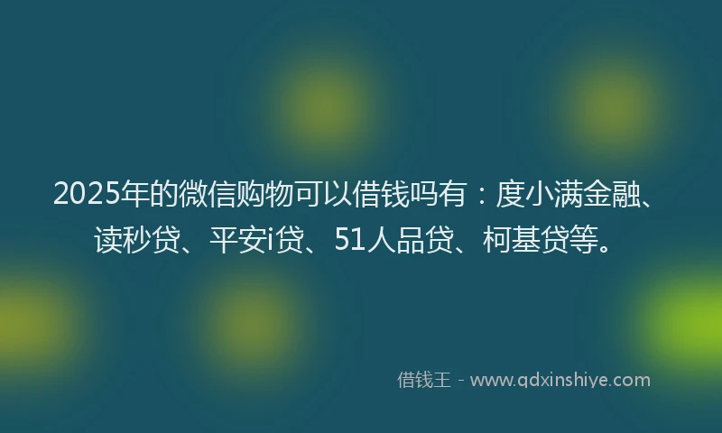 2025年的微信购物可以借钱吗有：度小满金融、读秒贷、平安i贷、51人品贷、柯基贷等。