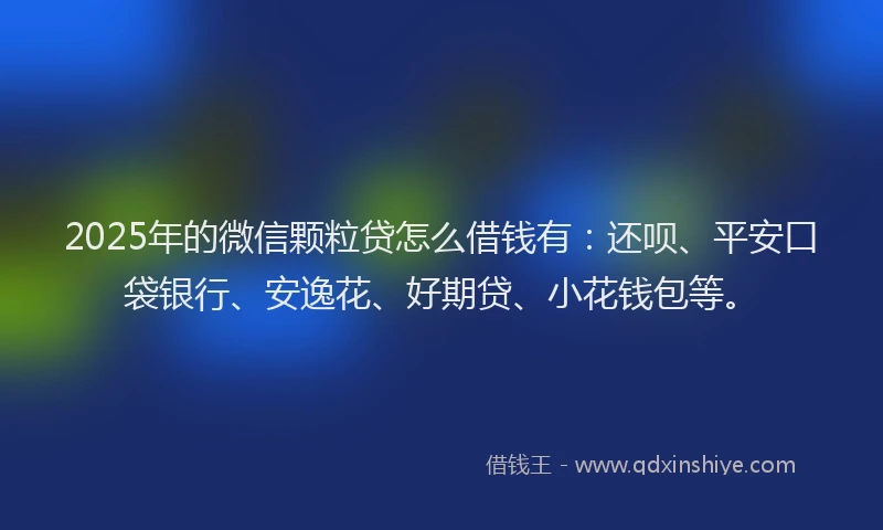 2025年的微信颗粒贷怎么借钱有：还呗、平安口袋银行、安逸花、好期贷、小花钱包等。