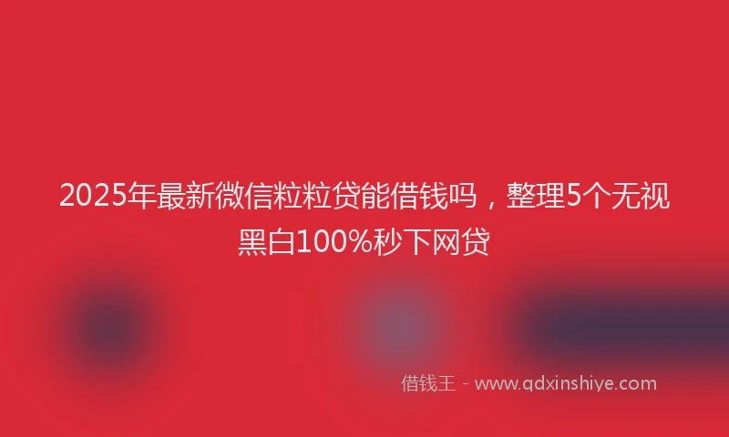 2025年最新微信粒粒贷能借钱吗，整理5个无视黑白100%秒下网贷
