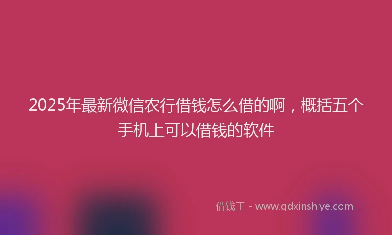 2025年最新微信农行借钱怎么借的啊，概括五个手机上可以借钱的软件