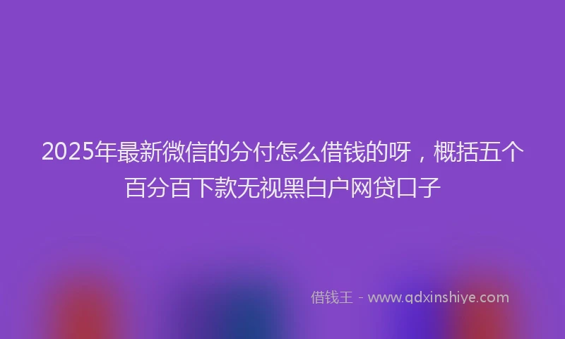2025年最新微信的分付怎么借钱的呀，概括五个百分百下款无视黑白户网贷口子