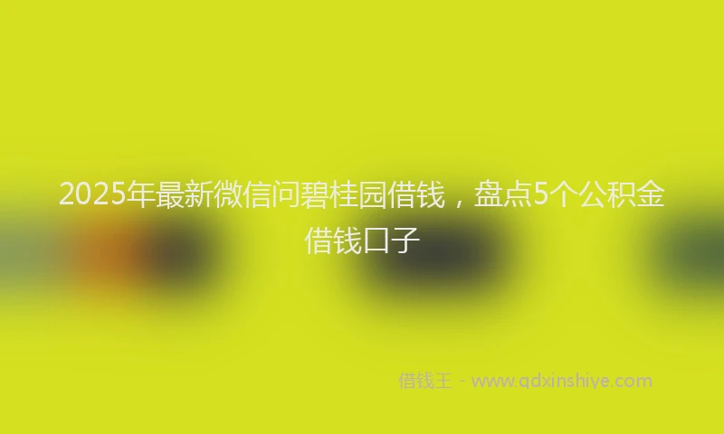 2025年最新微信问碧桂园借钱，盘点5个公积金借钱口子