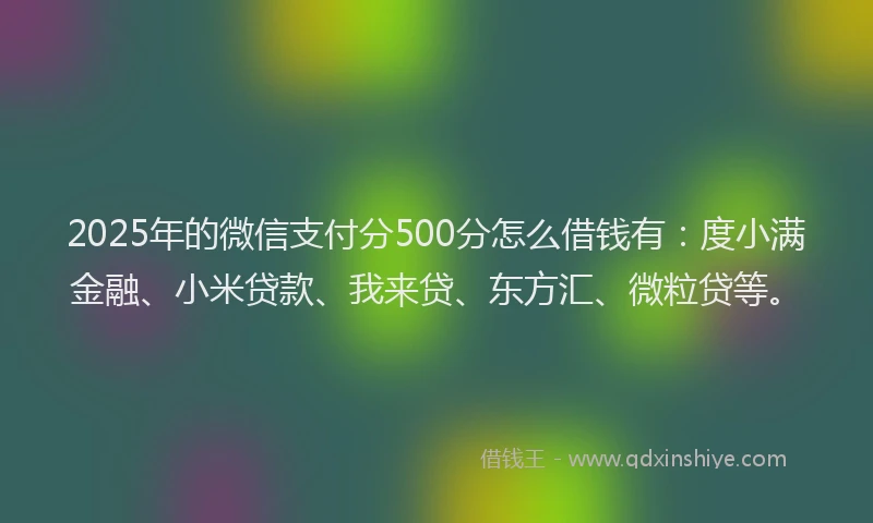 2025年的微信支付分500分怎么借钱有：度小满金融、小米贷款、我来贷、东方汇、微粒贷等。