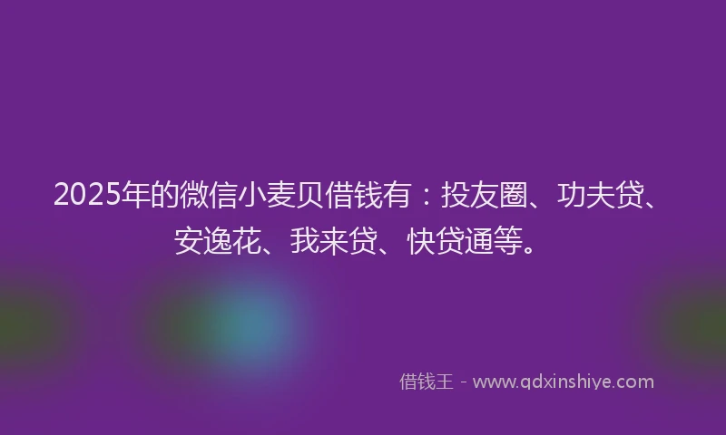 2025年的微信小麦贝借钱有：投友圈、功夫贷、安逸花、我来贷、快贷通等。