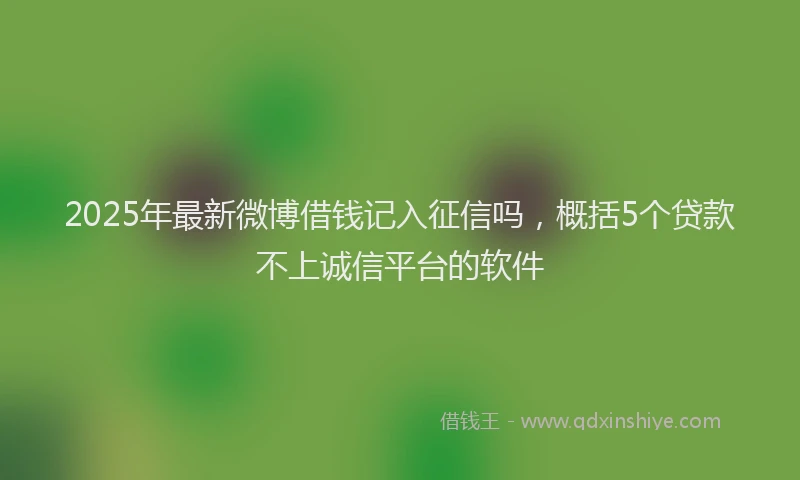 2025年最新微博借钱记入征信吗，概括5个贷款不上诚信平台的软件