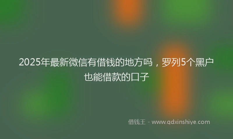 2025年最新微信有借钱的地方吗，罗列5个黑户也能借款的口子