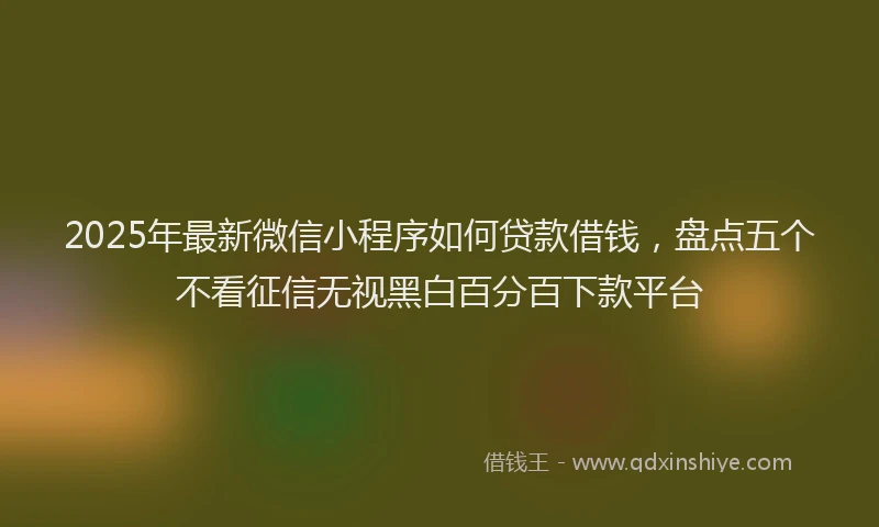 2025年最新微信小程序如何贷款借钱，盘点五个不看征信无视黑白百分百下款平台