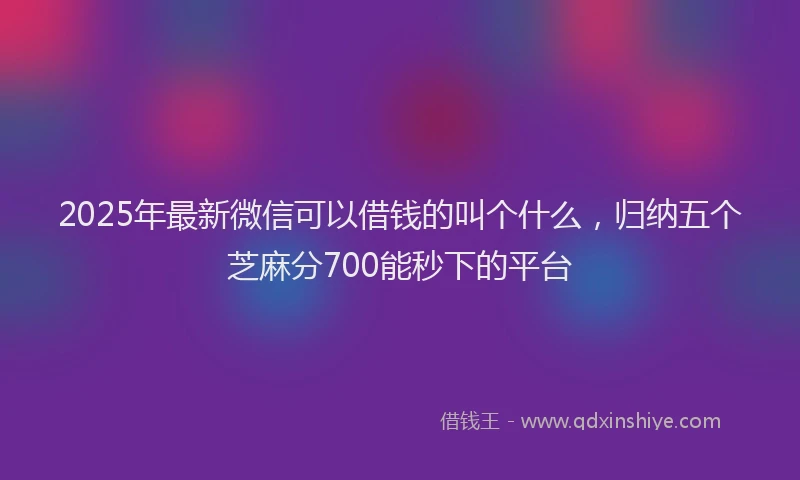 2025年最新微信可以借钱的叫个什么，归纳五个芝麻分700能秒下的平台