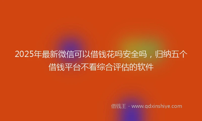 2025年最新微信可以借钱花吗安全吗，归纳五个借钱平台不看综合评估的软件