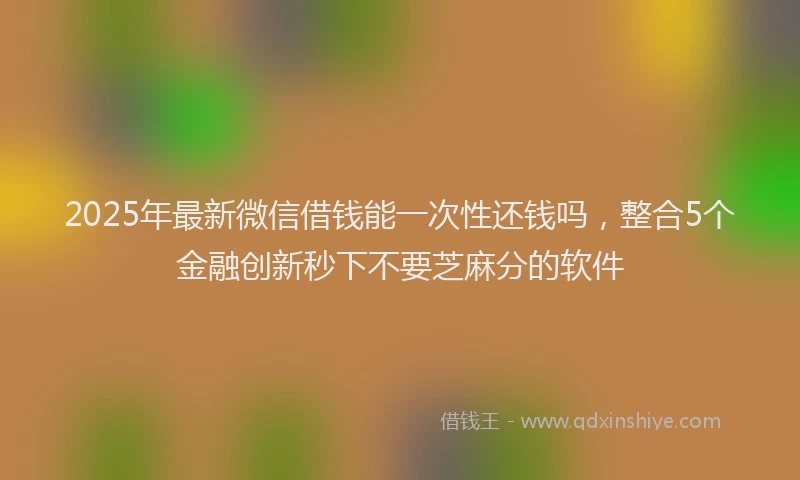 2025年最新微信借钱能一次性还钱吗，整合5个金融创新秒下不要芝麻分的软件