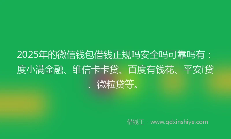 2025年的微信钱包借钱正规吗安全吗可靠吗有：度小满金融、维信卡卡贷、百度有钱花、平安i贷、微粒贷等。