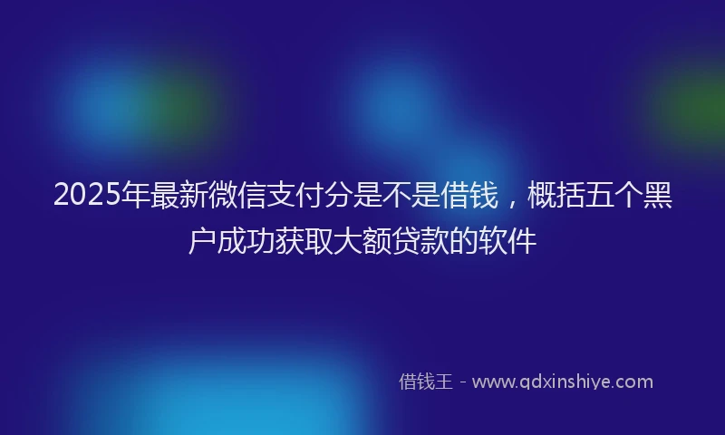 2025年最新微信支付分是不是借钱，概括五个黑户成功获取大额贷款的软件