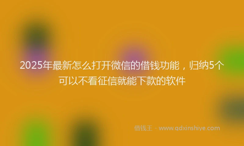 2025年最新怎么打开微信的借钱功能，归纳5个可以不看征信就能下款的软件