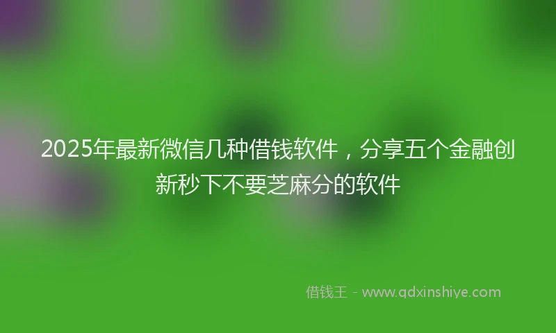 2025年最新微信几种借钱软件，分享五个金融创新秒下不要芝麻分的软件