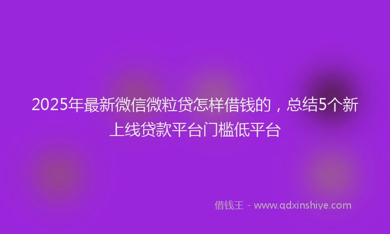 2025年最新微信微粒贷怎样借钱的，总结5个新上线贷款平台门槛低平台
