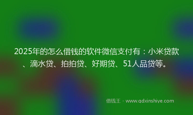 2025年的怎么借钱的软件微信支付有：小米贷款、滴水贷、拍拍贷、好期贷、51人品贷等。
