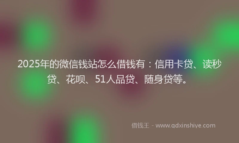 2025年的微信钱站怎么借钱有：信用卡贷、读秒贷、花呗、51人品贷、随身贷等。