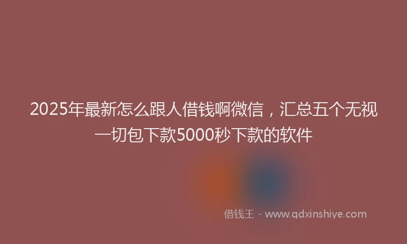 2025年最新怎么跟人借钱啊微信，汇总五个无视一切包下款5000秒下款的软件