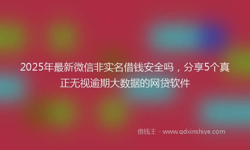 2025年最新微信非实名借钱安全吗，分享5个真正无视逾期大数据的网贷软件