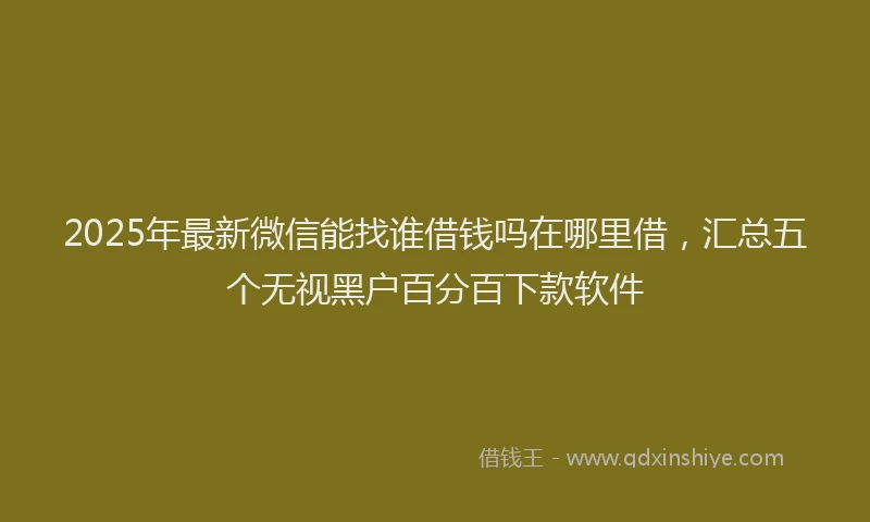 2025年最新微信能找谁借钱吗在哪里借，汇总五个无视黑户百分百下款软件