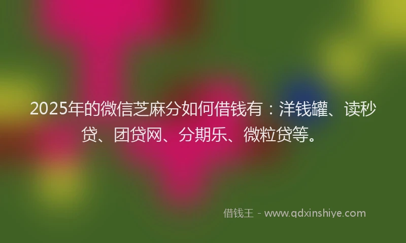 2025年的微信芝麻分如何借钱有：洋钱罐、读秒贷、团贷网、分期乐、微粒贷等。