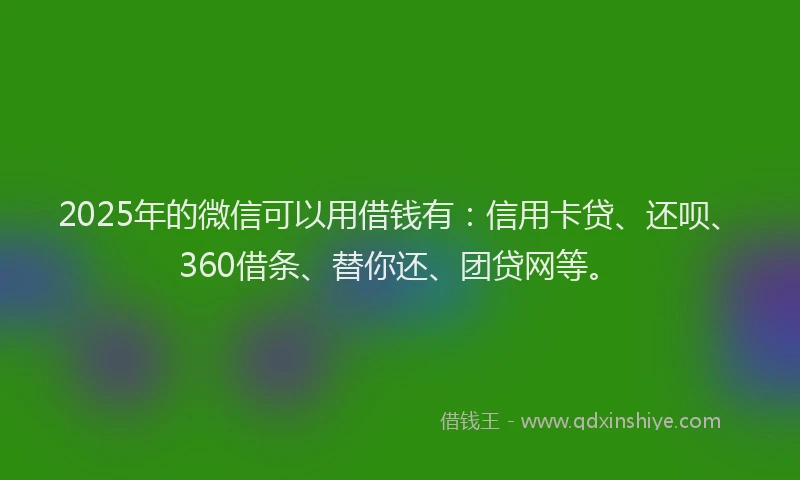 2025年的微信可以用借钱有：信用卡贷、还呗、360借条、替你还、团贷网等。