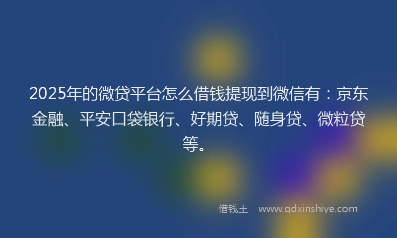 2025年的微贷平台怎么借钱提现到微信有：京东金融、平安口袋银行、好期贷、随身贷、微粒贷等。